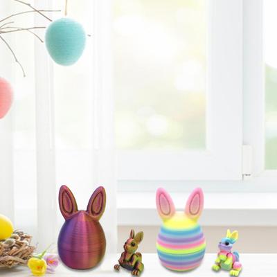 Paashaas Oor Ei Ornament met Beweegbaar Konijn Binnenin 3D Geprint Beweegbare Gewrichten Konijn Figuur Fidget Speelgoed Paasvakantie Feestdecoratie