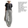 Summer 2 Piece Sets for Women Short Sleeve Crew Neck Top And Wide Leg Pants Sets Casual Striped Loungewear Outfits