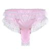 Mens Satin Panties Frilly Lace Trim Sissy Panties Sexy Open Elephant Nose Lingerie Crossdressers Underwear Maid Cosplay Briefs