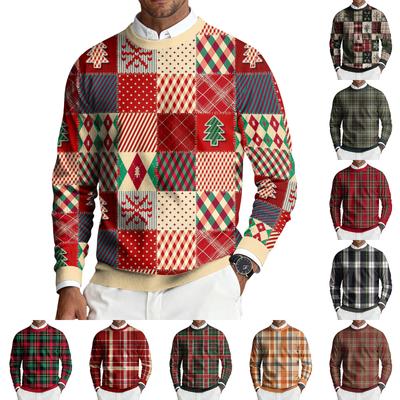 Men's Round Neck Long Sleeve Ribbed Knit Pullover
