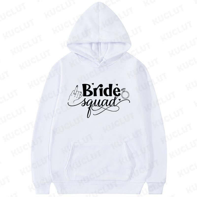 Fashion Team Bride Tribe Hoodies Women Ring Crown Print Soft Pullover Sweatshirts for Wedding Bachelorette Party Outerwears