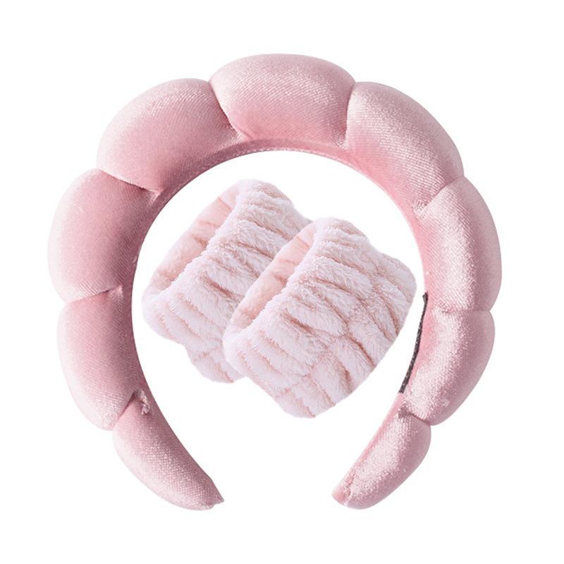 Friterte deigsnurrer Svamp Hårbånd Jenters Avanserte Håndkleklut Ansiktsvask Høyt Pannebåndsett