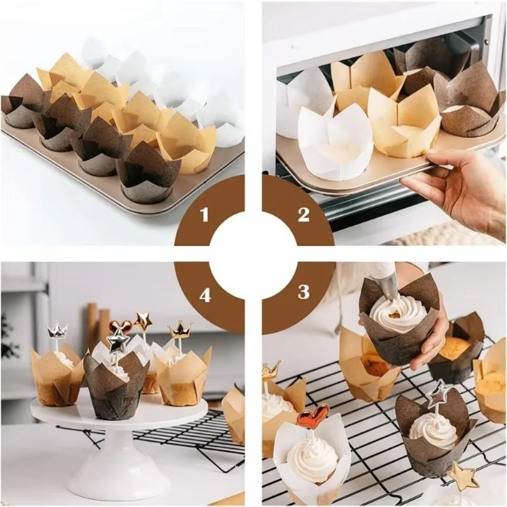 Bakeware Cake Muffin Cups DIY Greaseproof Paper New Tulip Baking Cup  Home & Kitchen
