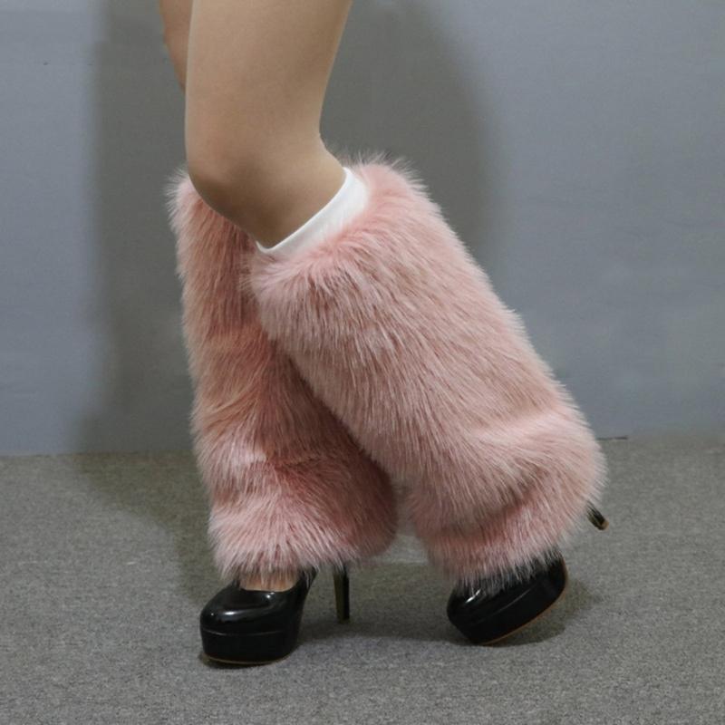 Elegant Soft Furry Leg Warmers Winter Accessory for Women Thermal Warm Fuzzy Plush Boot Cuffs Covers Leg Gaiters Socks