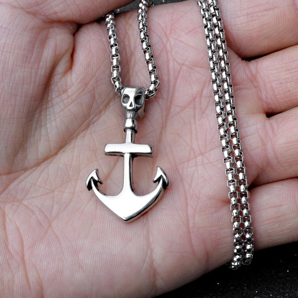 Pirate Anchor Necklace Necklace Men'S Stainless Steel Cross Anchor Pendant