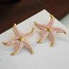 Colored Dripping Oil Starfish Star Titanium Steel Earrings Enamel Gold-Plated High Quality Earrings Beach Jewelry Gifts