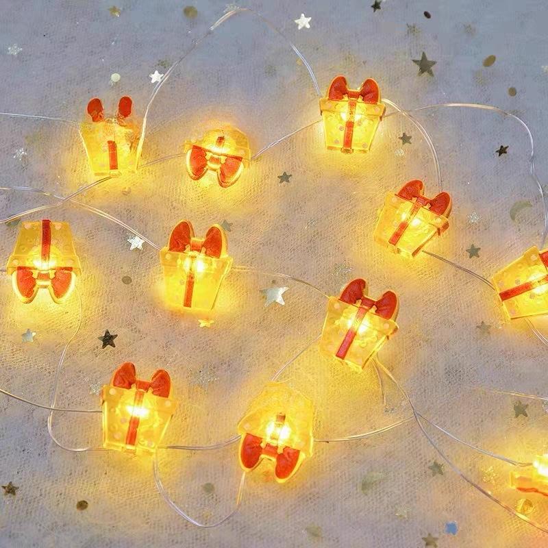 LED Weihnachtsdekoration: Lichterkette aus Kupferdraht mit Schneemann- und Hirschhut, schwarz, für Garten, Balkon, Laternen.