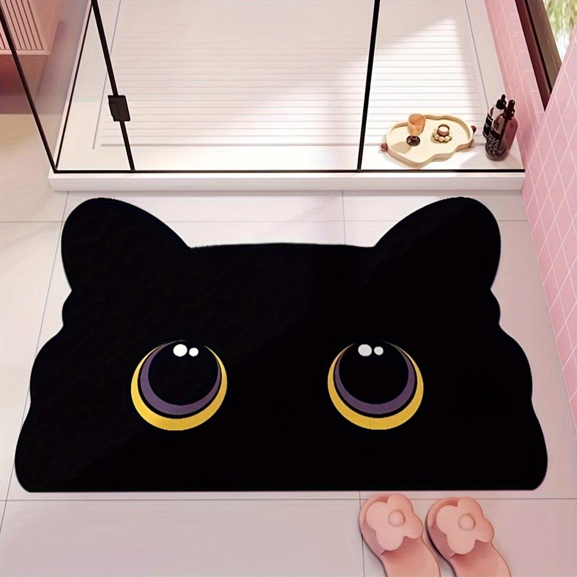 

VIKAMA Black Cat Floor Mat Cute Cartoon Bathroom Mat Waterproof Non-slip Doormat Toilet Floor Rug Welcome Mat Home Decoration 30X40CM (1X1.3FT