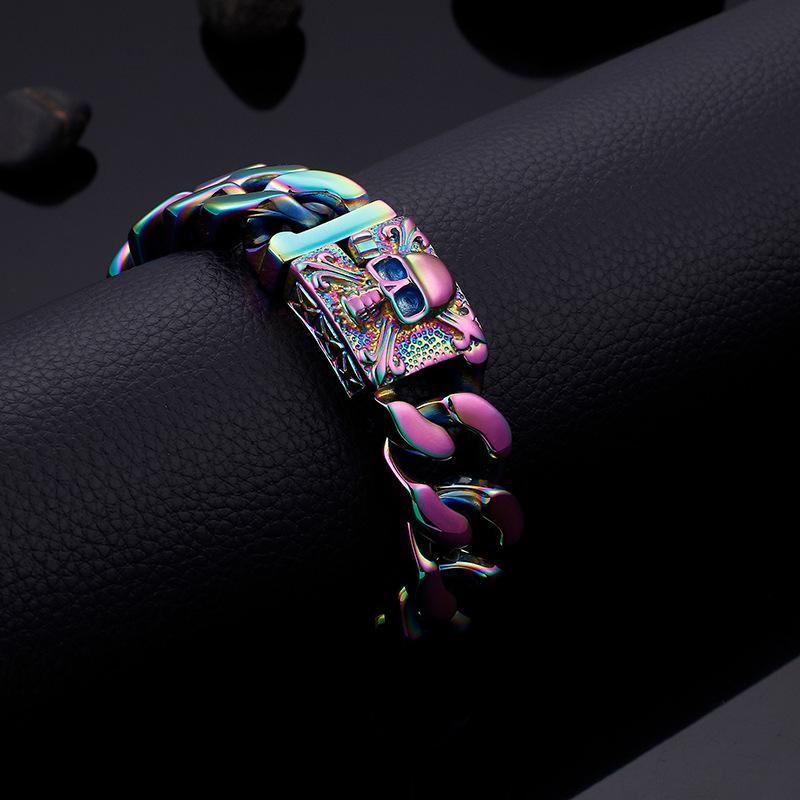 4 Styles Silver Color Personalized Cuban Chain Bracelet European and American Men's Skull Head Bracelet