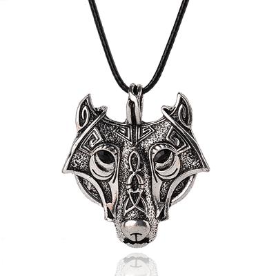 Vintage Viking Wolf Head Pendant Necklace Norse Mythology Animal Jewelry Unique Gift for Men Women