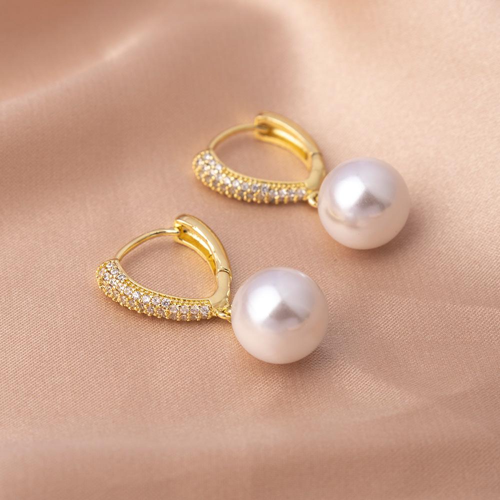 Luxury Women's Zircon Pearl Earrings – Stylish Pendant Dangles for All Face Shapes