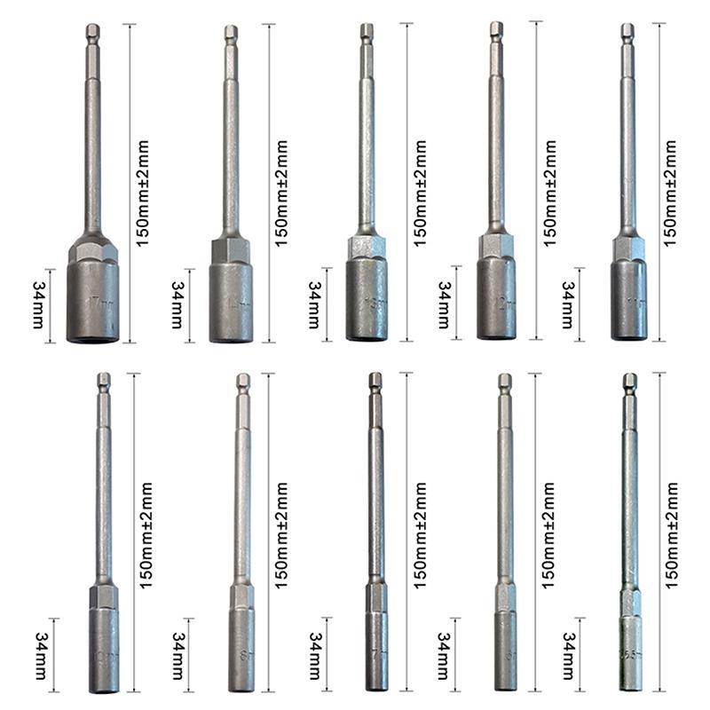 5.5-17Mm Long Shank Electric Drill Socket Head Bolt Nut Screwdriver Bit Impact Drill Bit Adapter Socket Wrench Extension Rod