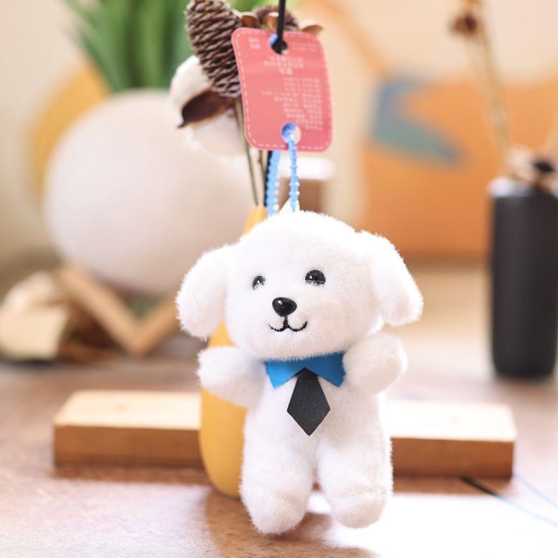 Adorable Dog Plush Toy With Pp Cotton Filling For Bags And Key Holders