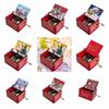 Red Music Box Ornaments DIY Santa Claus Wooden Box Creative Hand-cranked Music Box  New Year