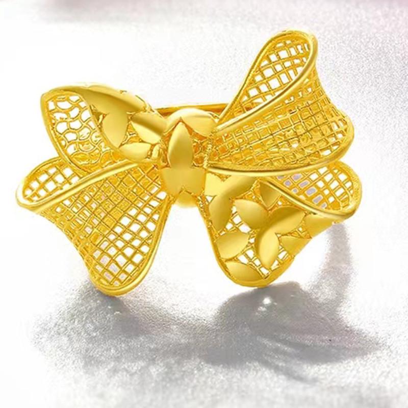 Trendy Gold Plated Butterfly Ring For Women Featuring Adjustable Floral Style