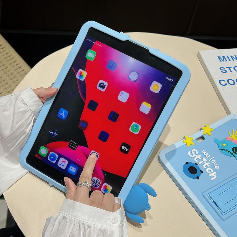 Cute Stitch Cartoon Silicone Case IPad 10th Gen With Hidden Stand Shockproof Soft Cover Mini 6