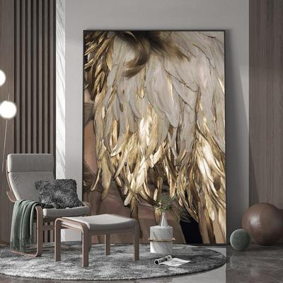 Lampada color oro piuma Poster Stampa su tela da parete Stile nordico minimalista Arte Modulare Soggiorno Camera da letto Casa senza cornice
