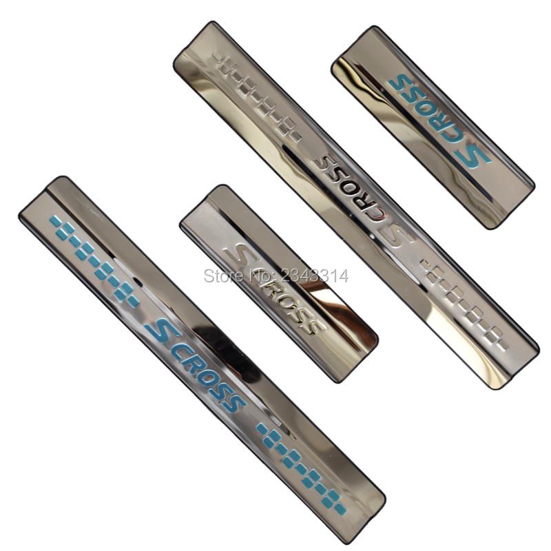 For Suzuki SX4 S-Cross SCross 2025 2024  -2014 Stainless Car Door Sill Kick Scuff Plate Protector Trim Styling Accessory