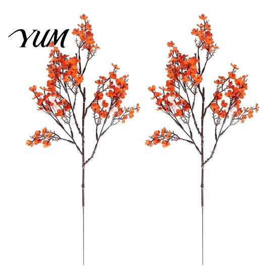 Orange Silk Plants for Halloween Decoration Realistic Artificial Flowers Autumn Home Decoration, Floral Lifelike Branches Seasonal Display Table