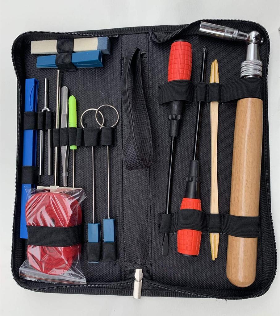 Ecloud Shop Piano Tuning Kit 16-Piece Tuning Tool Set with Tuning Wrench Hammer Mute Fork Screwdriver Belt Tweezers Clip for Beginners and