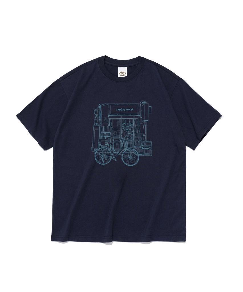 ANALOG MOOD Classic Bookstore Short Sleeve T-Shirt (Navy)