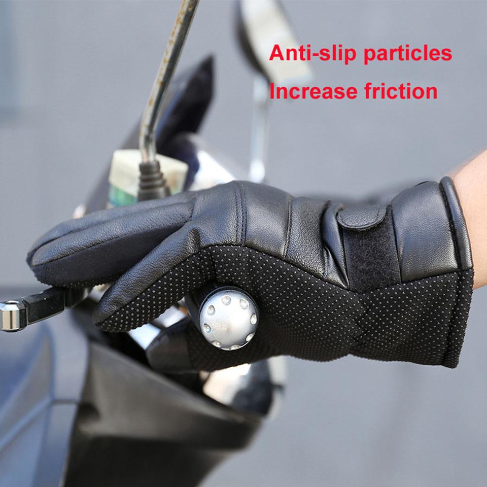 Motorcycle Heating Gloves Men Three Levels of Temperature Regulation Leather Waterproof Warm Gloves Touch Screen Outdoor Sports