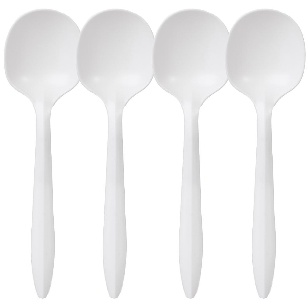 50-5Pcs Disposable Tableware Biodegradable Plastic Soup Spoons Fork Knife for Parties Lunches Picnics Desserts or Appetizers