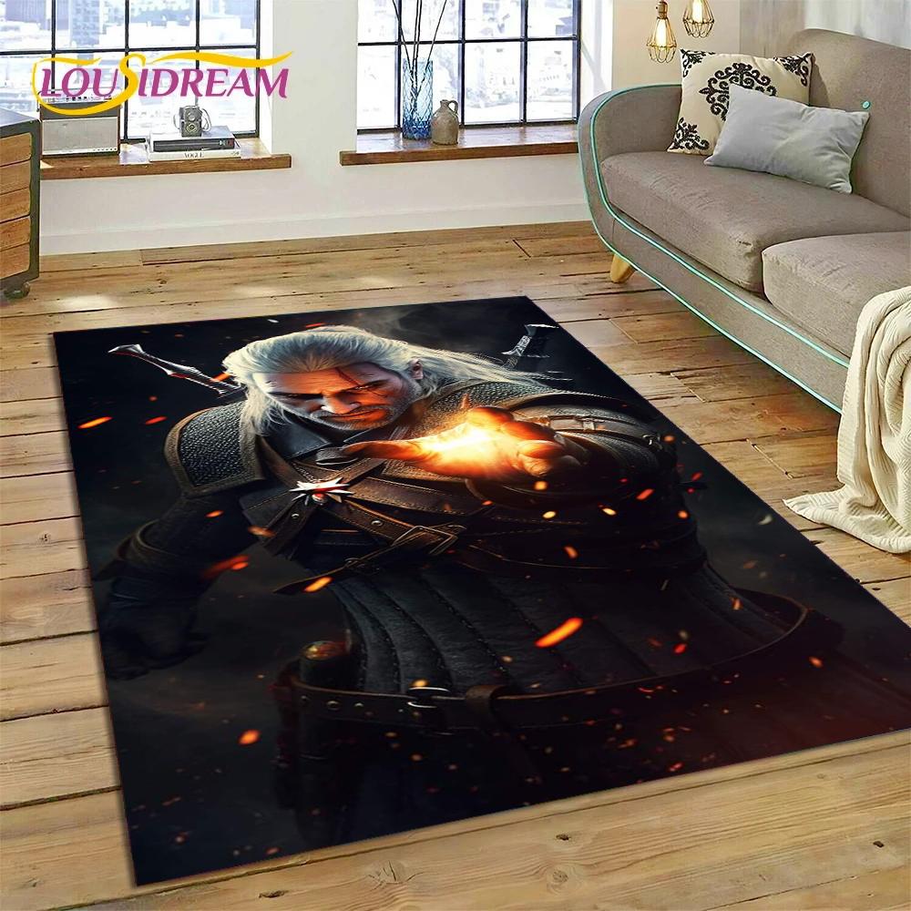 Tappeto The W-Witcher 3 Game Wild Hunt per Soggiorno Camera da Letto Decorazione Casa, Tappetino Antiscivolo Decorazione per Divano Zerbino