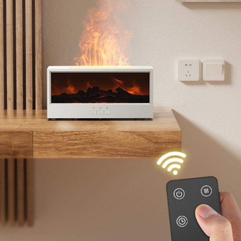 7 Color Flame Fireplace Humidifier with Remote Control for Home Silent Air Humidifier Aromatherapy New Product Simulation