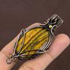 Tiger Eye Handmade Copper Wire Wrap Pendant Gift Jewelry 2.15" j8o14