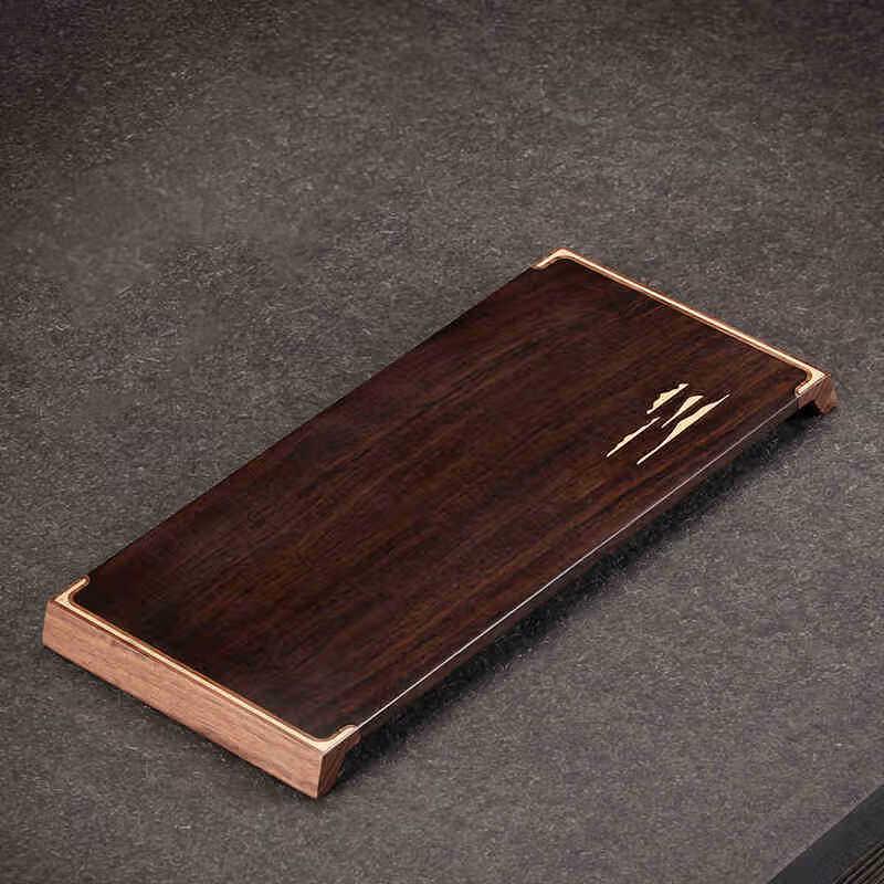 Handon Purple Bamboo & Walnut Wood Tea Tray with Copper Inlay