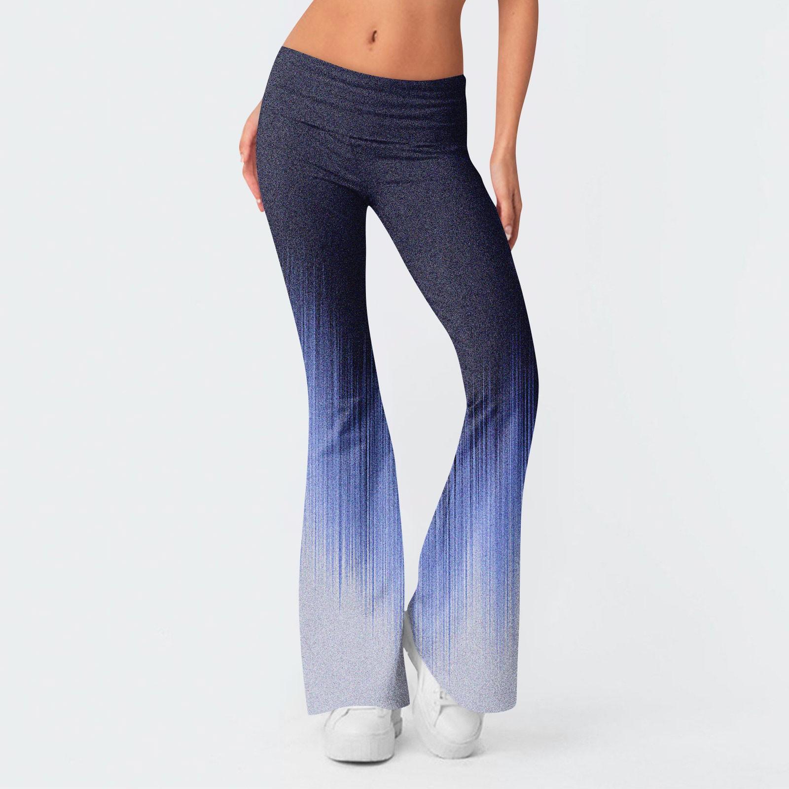 

Женские модные брюки-клеш с эластичной резинкой на талии и низкой талией с градиентом, тонкие брюки-клеш с обратной талией XL синий