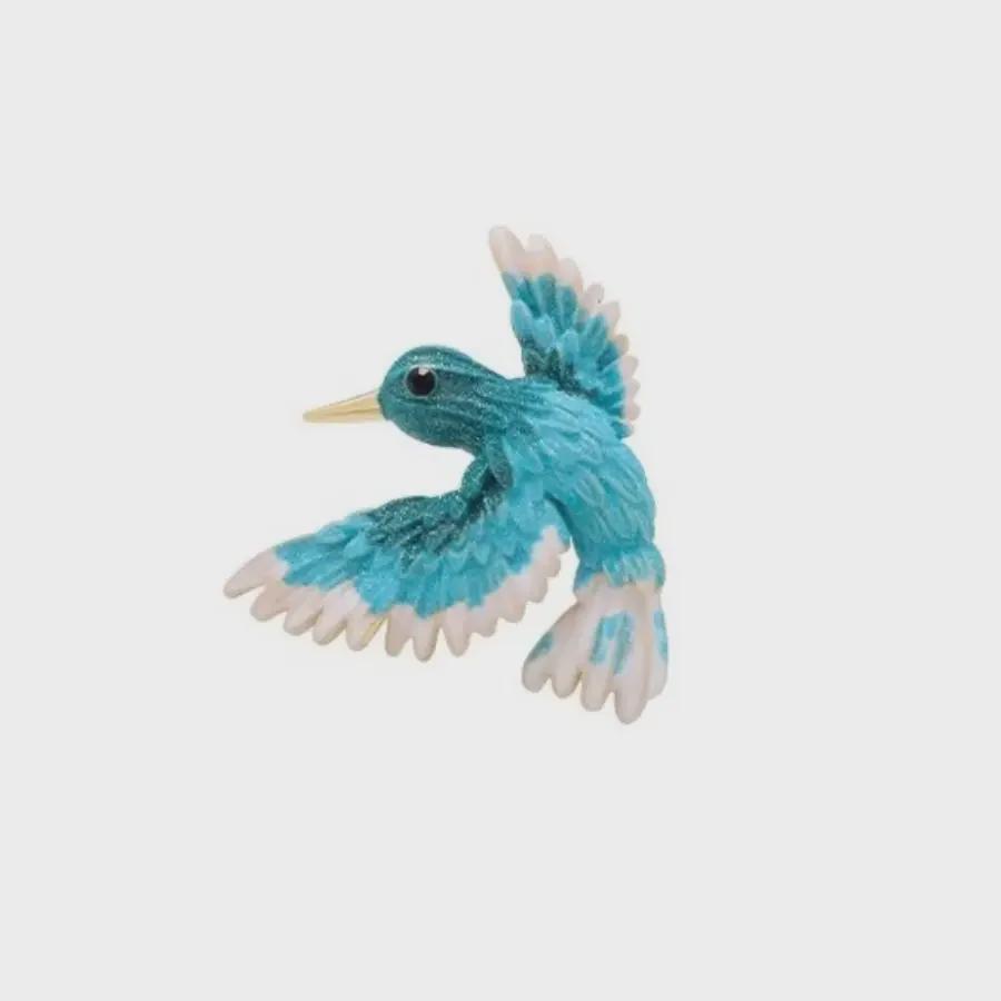 Exquisite blaue Kolibri-Brosche – Anstecknadel im Retro-Stil für eleganten Damenmantel oder Anzug