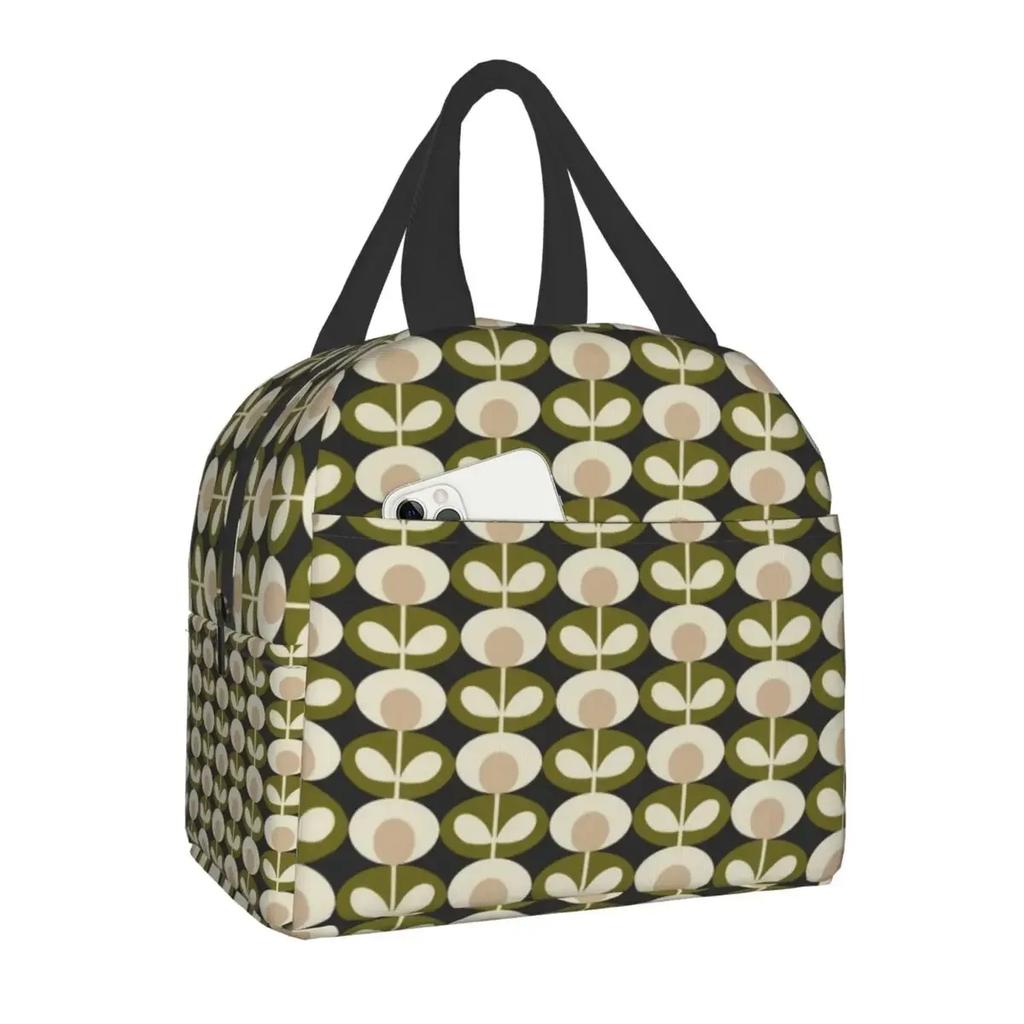 Orla Kiely Multi Stem Thermal Insulated Lunch Bag Scandinavian Flower Portable Lunch Tote for Outdoor Picnic Storage Food Box