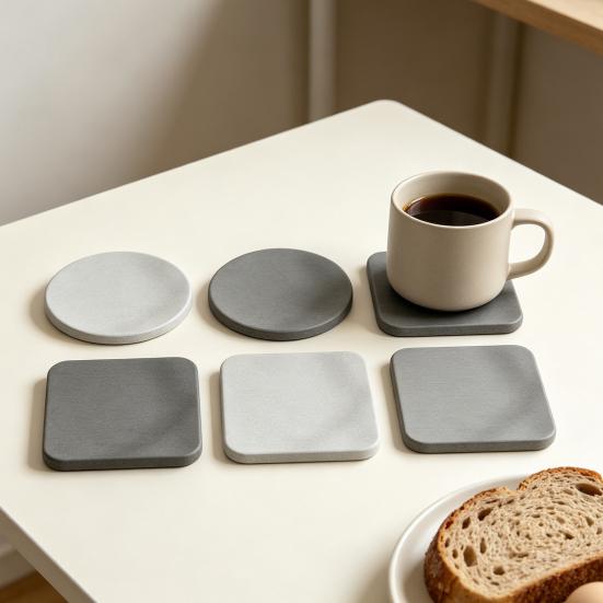 Diatomite Coaster for Table Bathroom Quick-Dry Water Absorbent Mat Heat-Resistant Non-Slip Reusable Dining Table Coasters for Cups Mugs