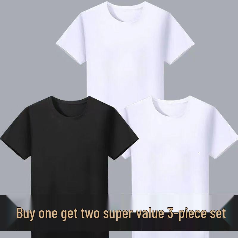Buy 1 Get 1 Free: Classic White Short Sleeve Round Neck T-Shirt - Perfect for Drawing