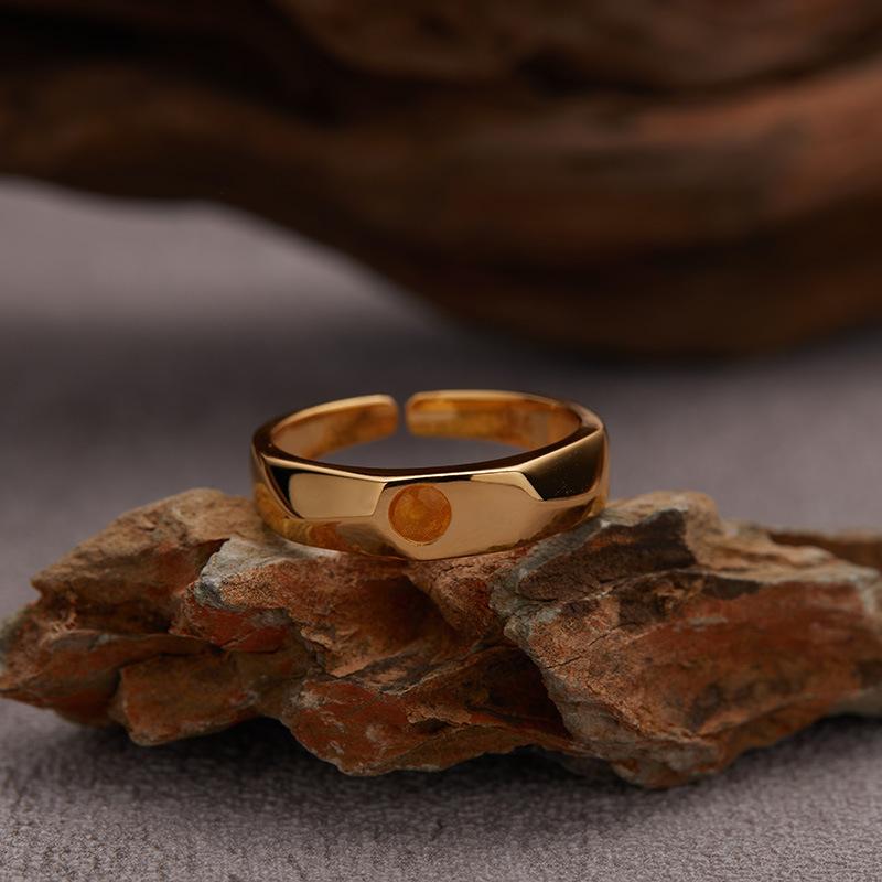 S925 Sterling Silver 18K Natural Sapphire Citrine Limestone Colored Treasure Ring Does Not Fade Niche High Sense