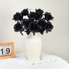 3/5PCS Artificial Pure Black Rose Halloween Ghost Festival Horror Gothic Style Bouquet Decoration Garden Room Decor