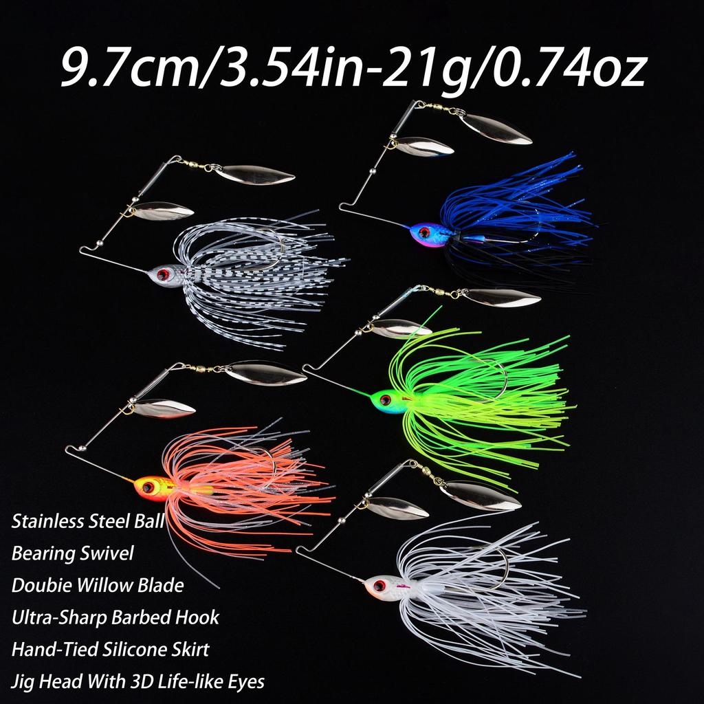Bearded Guy Anti-Hang Spinner Blade Willow Leaf Jig Head Hook Artificial Fishing Bait 3-Pack