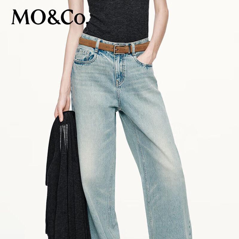 

MO&Co. Women s Light Blue Rhinestone Straight Jeans L