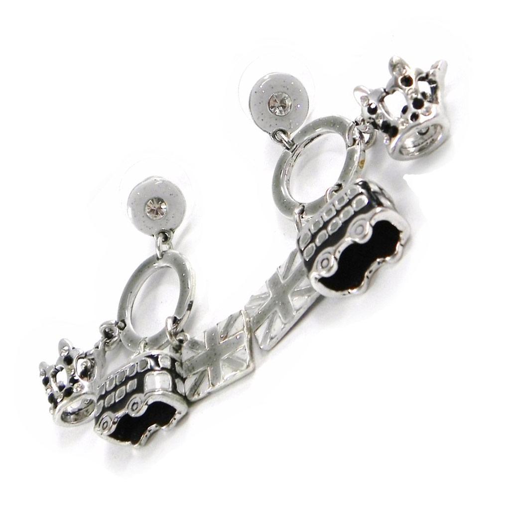 NOA [H8934] - Designer Earrings 'So British' Gray Black