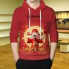 Mens Oversized Hooded Sweatshirt With 3D Digital Print Fortune God Design Winter Warm Loose Fit Casual Top