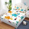 Cute Dinosaur Bedding Set 2pcs Single Size Fitted Sheet with Pillowcase for Kids Boys Teens Cartoon Animal Design