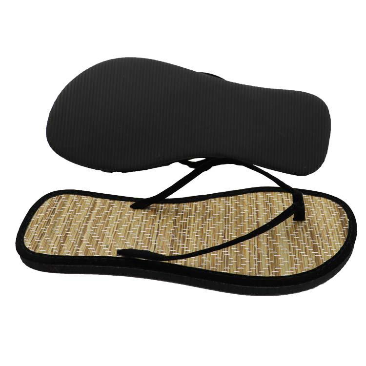 Flip-Flops aus Rattan im japanischen Stil: Unisex Sommer Indoor/Outdoor Strohmatten-Hausschuhe