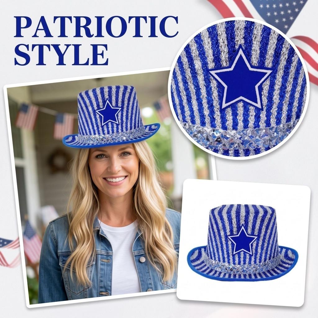 Unisex Patriotic and Feather Top Hat for Fourth of Celebrations