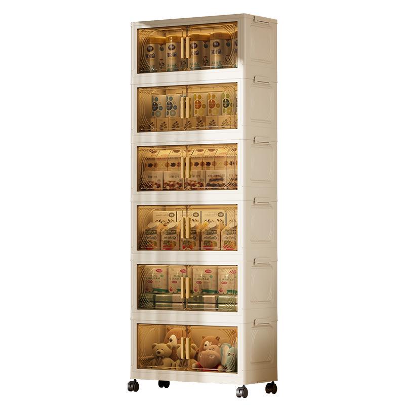 Multi-layer Folding Plastic Storage Cabinet: Shoe, Toy, and Medicine Organizer for Living Room