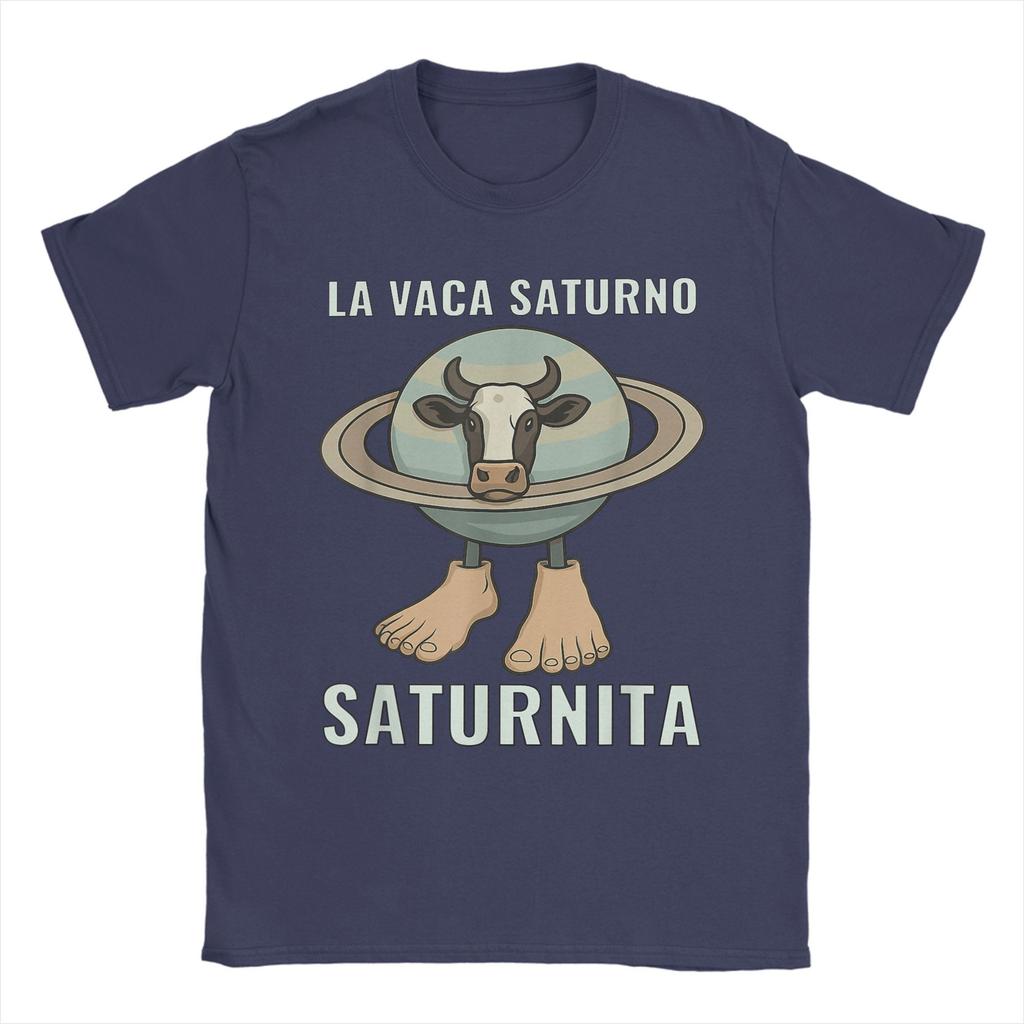 Oversized T-Shirt Summer Saturnita Cow Planet Meme Hipster T-Shirts  Cotton Tshirt for Men's Y2K Loose Short Sleeve Clothing