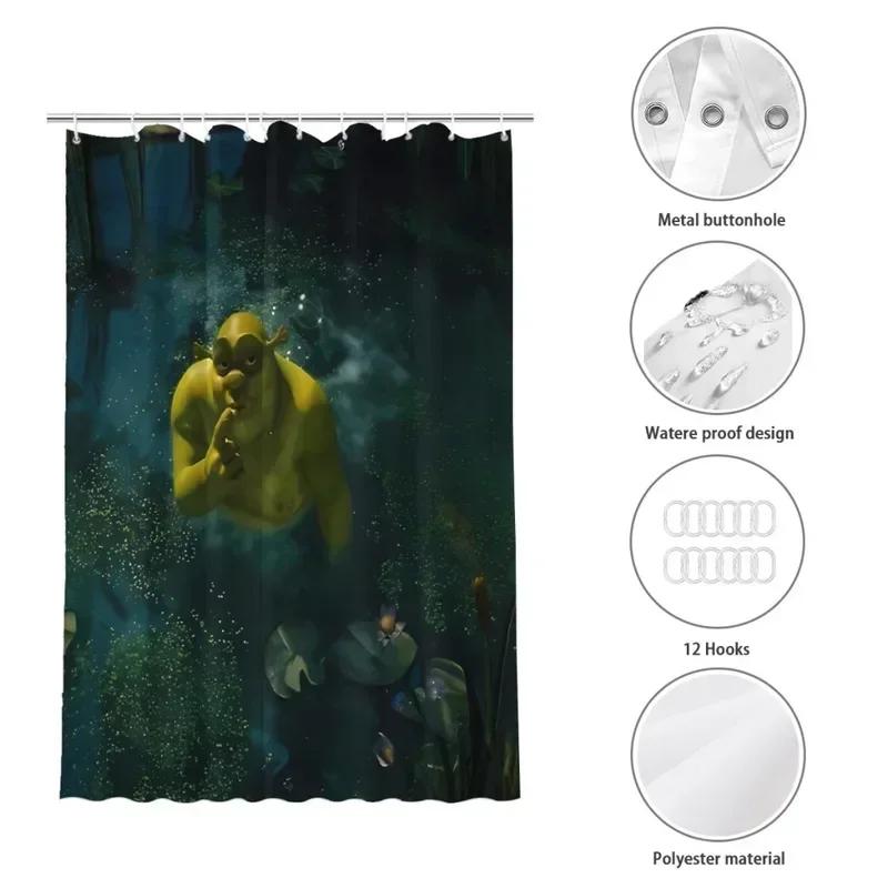 Po01 Modern Imprimare 3D Shrek în Mlaștină Cortină de Duș Peisaj Cortină de Baie Cu Cârlige Pentru Baie Impermeabilă Peisaj…7&U #