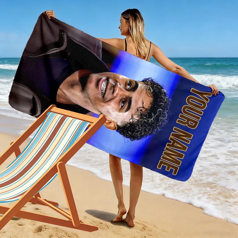 Custom Name Lamine Yamal Print Beach Towel, Large Soft Quick Dry Towel for Beach Camping Swimming
