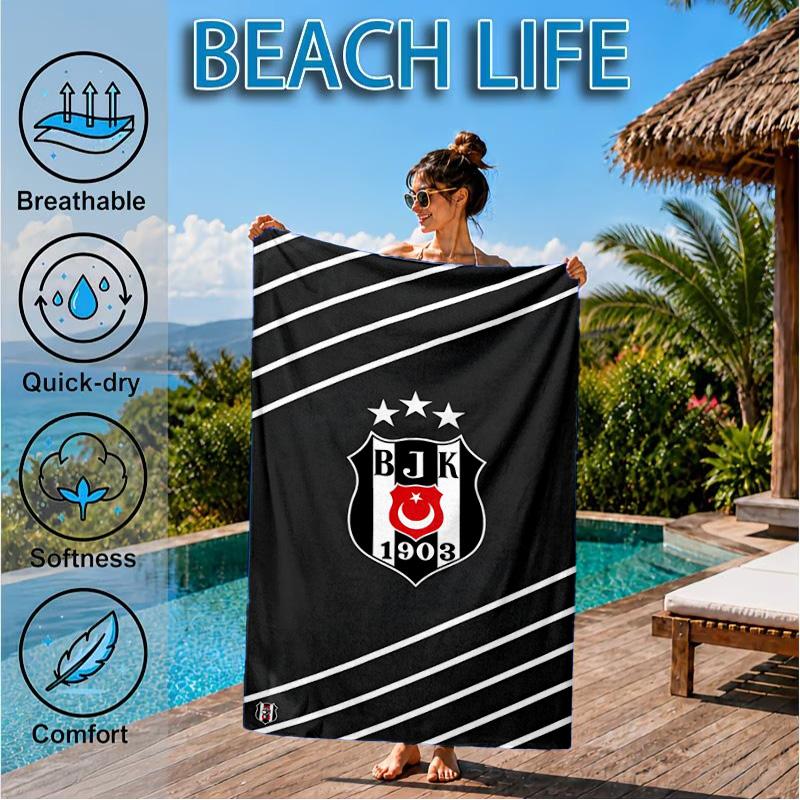 Besiktas Crest Legacy 1903 Beach Towel, Quick-drying, Easy to Care for, Suitable for Both Fitness and Beach Vacations,Sports Essential